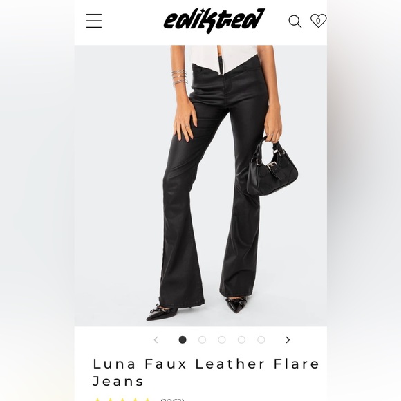 Edikted Pants - Women’s edikted black faux leather flare jeans. Size small.